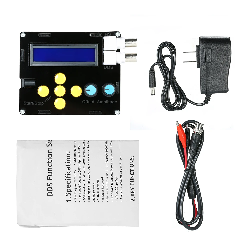 

DDS Function Signal Generator Sine/Triangle/Square/Sawtooth/ECG/Noise Output 1Hz~65534Hz Adjustable Frequency Amplitude