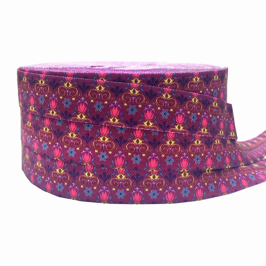 16mm 10yards Frozen ice Romance Print Fold Over Elastic cartoon Print FOE Ribbon Wholesale for DIY Headwear Hair Accessories