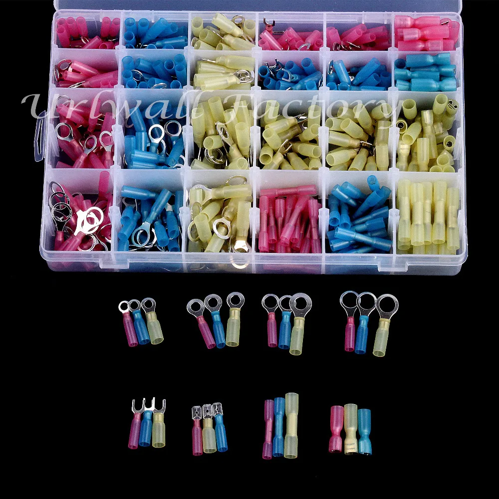 480PCS Red Yellow Blue Insulated Heat Shrink Crimp Terminals Electrical