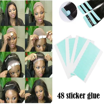 

48PCS Hair Extension Replacement Film Adhesives Scotch Tape DIY Nail Extended Fake Patch Ultra-thin Sequins Prevent Scratche