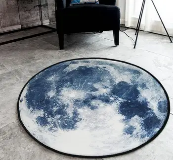 

60x60 /80x80 /100x100cm moon/earth/Mars star printed velvet rug decorative round carpet mat living room anti slip home chair mat