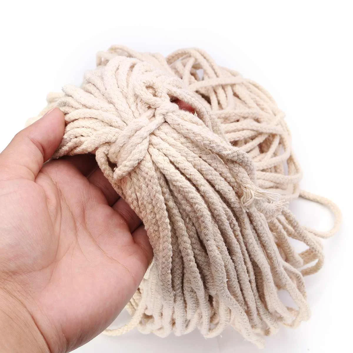 beige KIWARM 5 мм x 100 м плетеная веревка из хлопка витой шнур из бечёвки DIY Craft макраме плетеная нить дома текстильные аксессуары Craft подарок - Цвет: beige