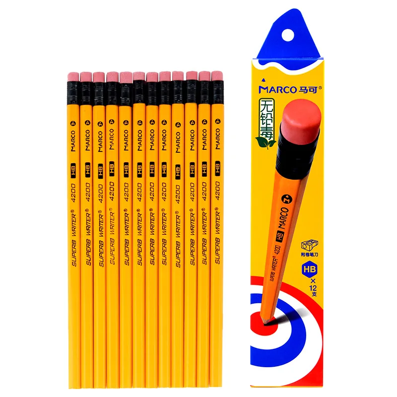 

Marco Standard Pencil 12 Pieces 4200 Series Original Wood Quality Cylindrical Packaging Office & School Supplies Drop Shopping