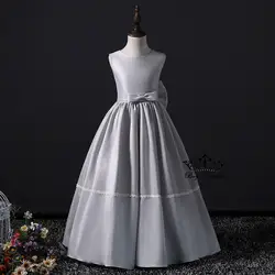 2018 серый с цветочным узором для девочек платье-повод-вечерние-невесты-свадьба-вечерний-носить! Милые и прекрасные