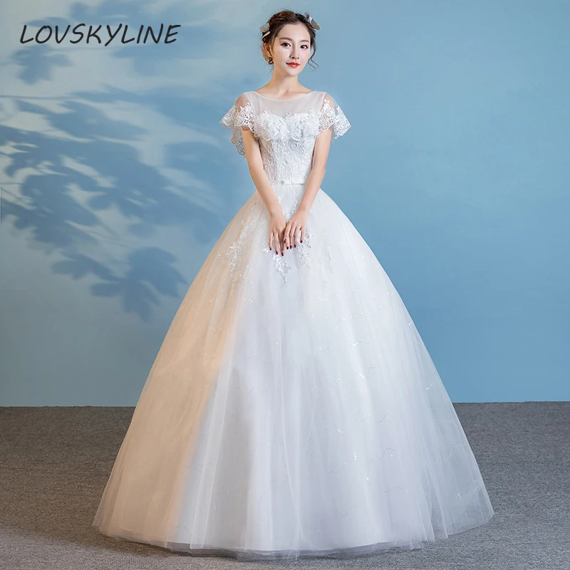 

Ball Gowns Lace Embroidery Ivory Wedding Dresses 2018 with Jacket 2 IN 1