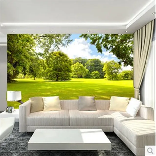 Moderno Papel Tapiz para Sala de estar Verde Hierba Jardín Parque