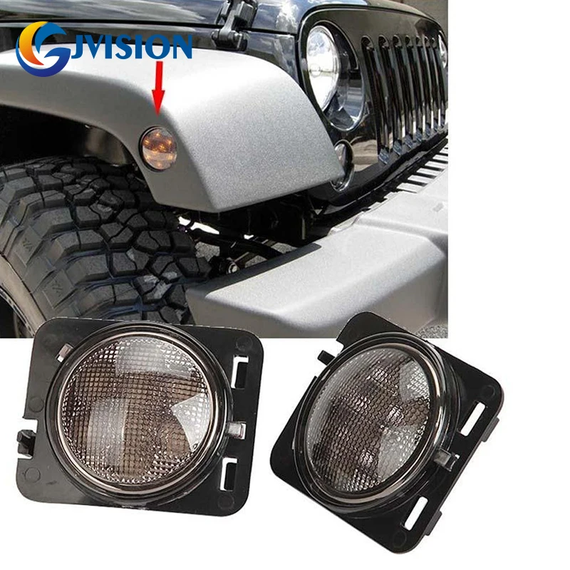 

LED Front Fender Smoke Amber Side Marker for Jeep Wrangler JK 07-15 Parking Turn Bulb Lamp Indicator Light Signal Flares