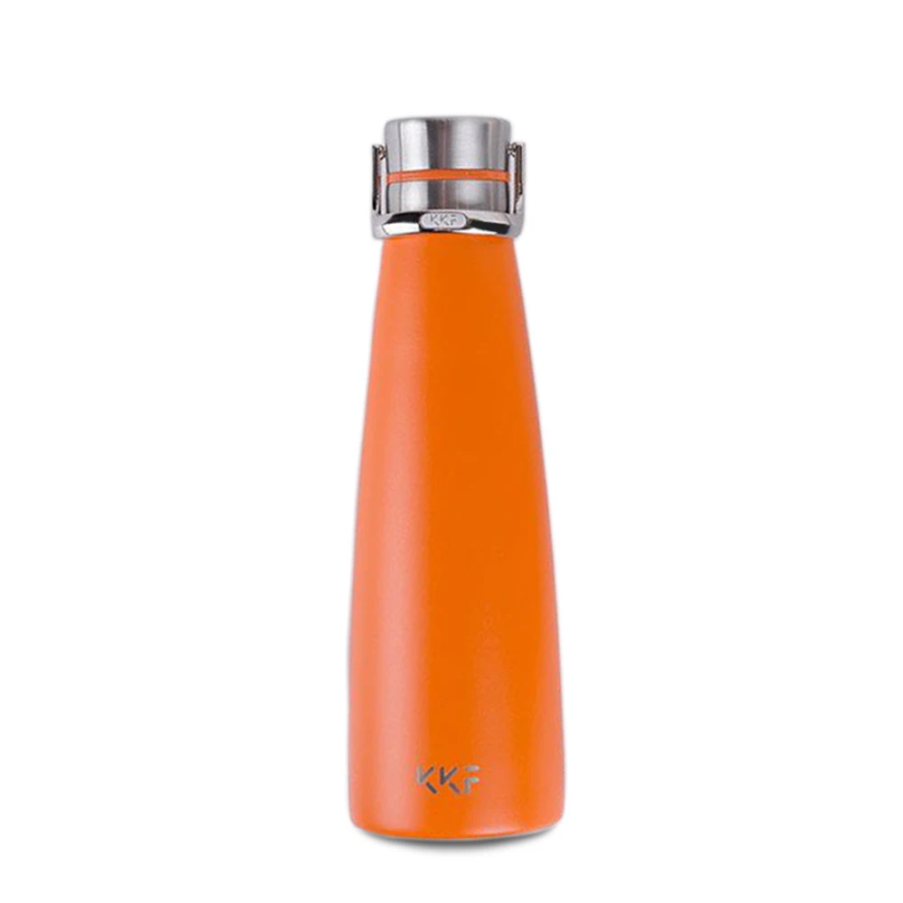 KKF Вакуумная бутылка с изоляцией 24h термосы из нержавеющей стали Термос кружка для путешествий 475 мл OLED термоизоляционная чашка - Color: Orange