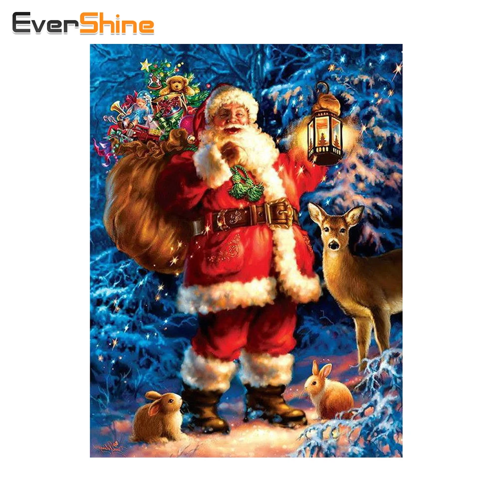 

EverShine 5d DIY Diamond Painting Santa Full Handmade Diamond Embroidery Mosaic Christmas Decorations For Home