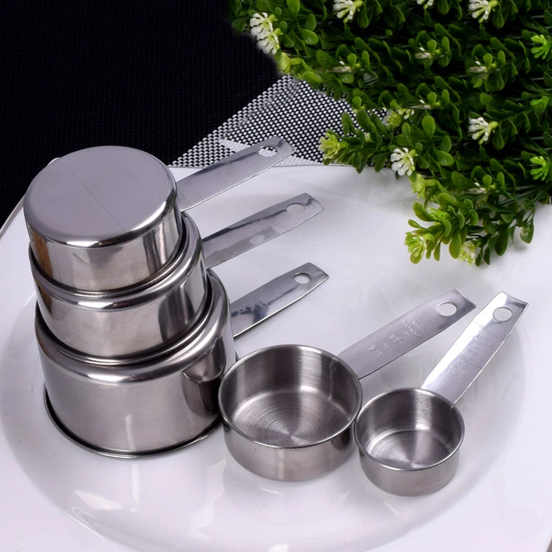 

5Pcs x Durable Stainless Steel Measuring Spoons Cups Set Kitchen Baking Tools