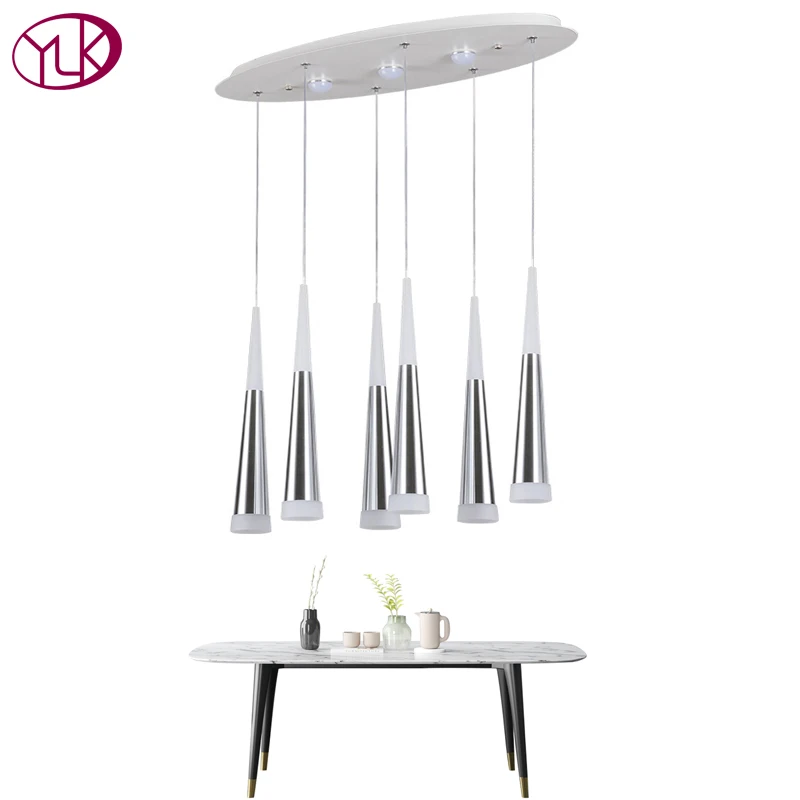 

Youlaike Oval Design LED Chandelier Lighting Dining Room Hanging Light Fixtures Brief Style Acrylic Lampshade LED Home Lamp