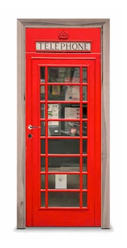 

3D Door Sticker Telephone Booth Mural Wall Sticker DIY Door Cover Kitchen Home Decoration Accessories Modern 3d Wall Stickers