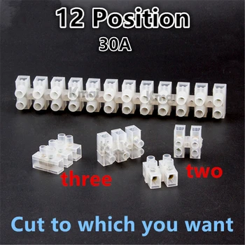 

Screw Terminal Barrier Connector 2pcs/lot Electrical Wire Connection 12Position Barrier Terminal Strip Block 30A