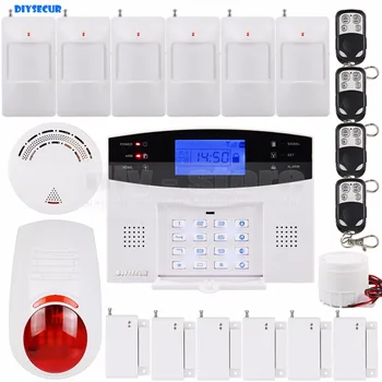 

DIYSECUR LCD Wireless & Wired GSM SMS Home Security Alarm System + Wireless Flash Siren + Smoke Sensor