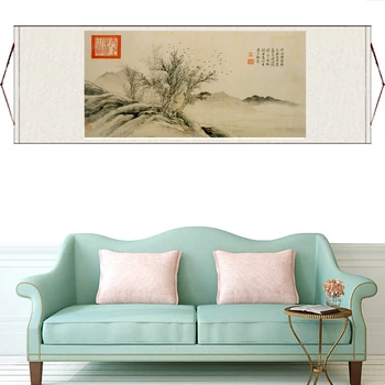 

Tang Bohu Tangyin Landscape Figure Painting Horizontal Scroll Painting Ancient Calligraphy Decorative