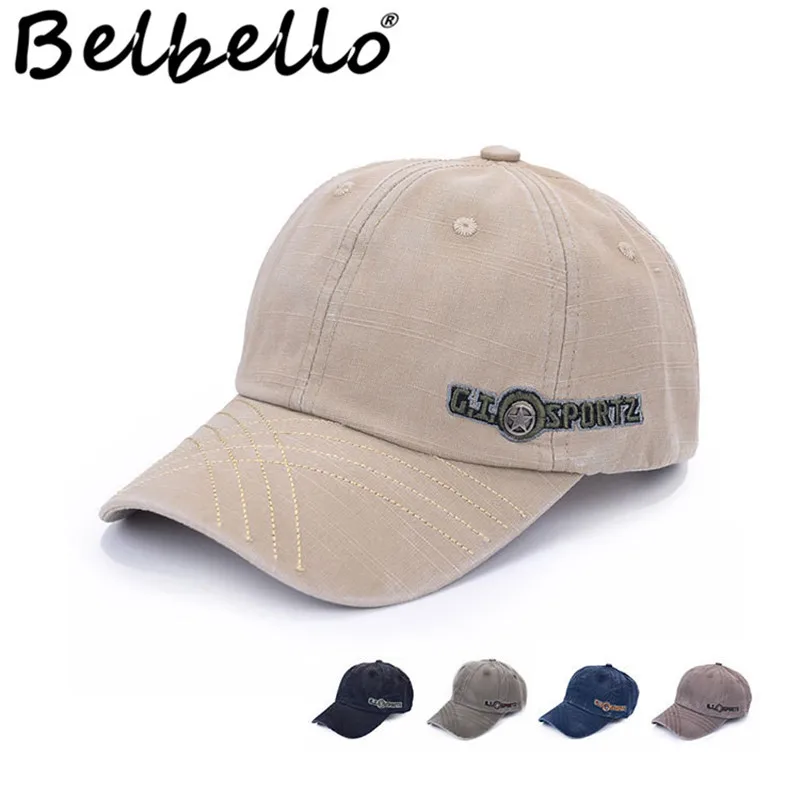 Belbello весна простые бейсболки мыть, чтобы сделать старый на открытом воздухе солнцезащитные кепки модные хлопковые вышитые алфавитные шляпы