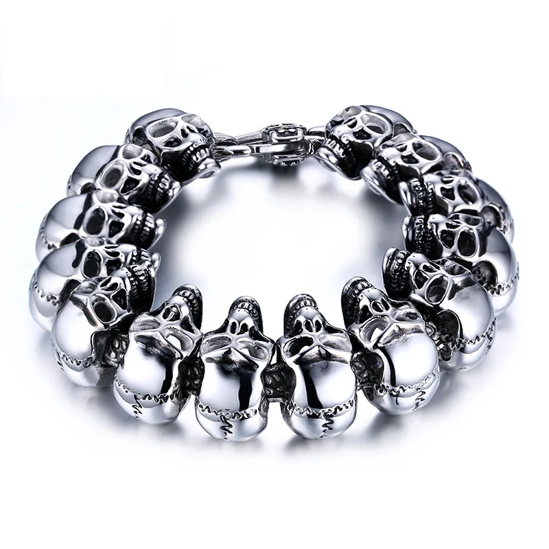 

Pulseira Feminina Direct Selling Rushed Id Bracelets Stainless Steel Cool Skull Men Bracelet Jewelry For Skeleton Heavy Puck