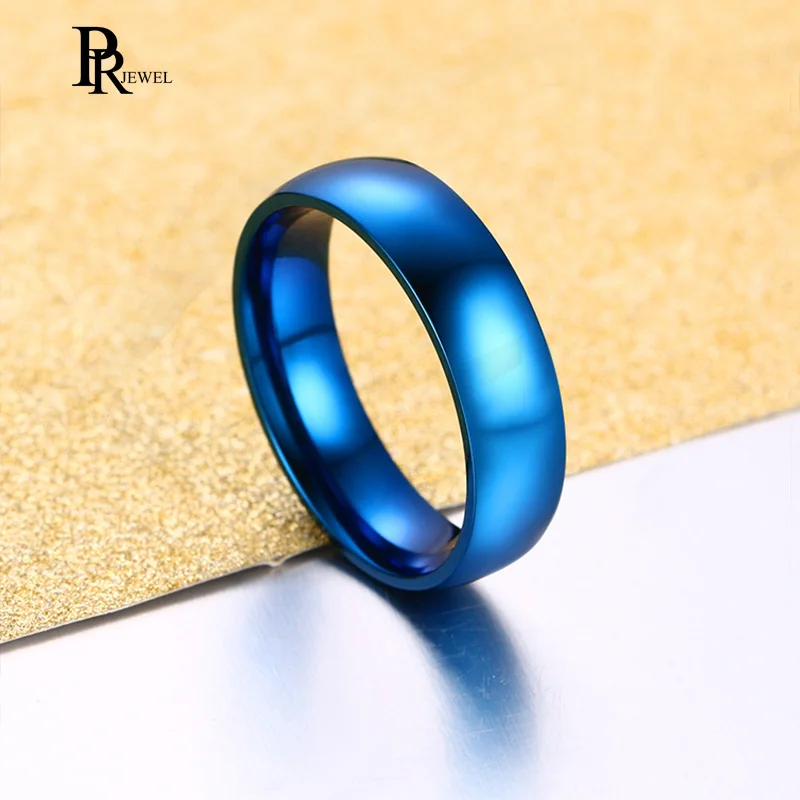 Basic 6MM Wedding Rings for Men Women Blue/ Gold /Silver Color Tone Stainless Steel US Size 4 to 14 Comfortable wedding rings