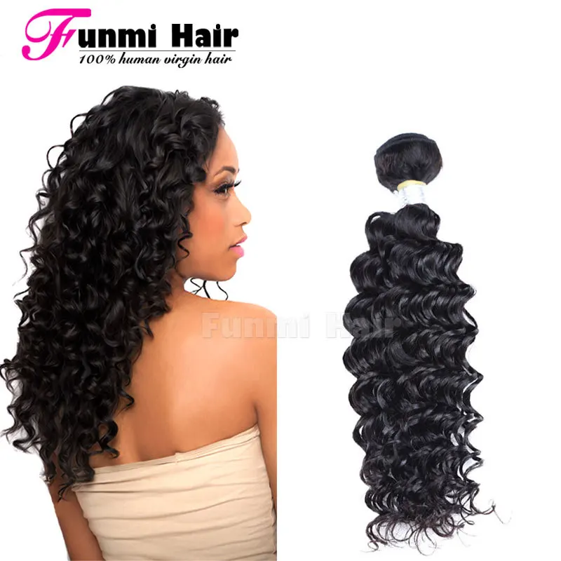 

8A Brazilian Virgin Hair Deep Wave 1Bundle Unprosessed Virgin Brazilian Curly Hair Extensions Brizilian Deep Curly Virgin Hair