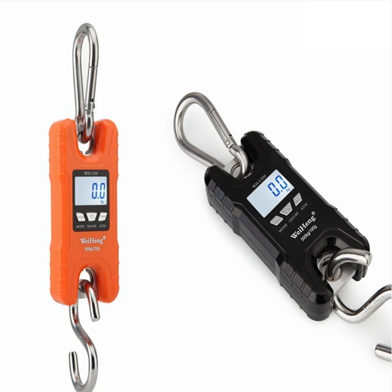 

WeiHeng 500kg/100g Mini Crane Scale Portable Digital Stainless Steel Hook Hanging Livestock Scales LCD Heavy Duty Weight Balance