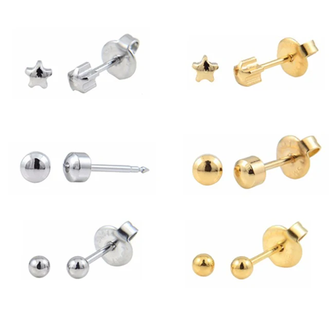 Showlove 2pcs Surgical Steel Ear Piercing Studs Gauge Earrings For Showlove 2pcs Surgical Steel Ear Piercing Studs Gauge Earrings For Gun Tool Kit 18g