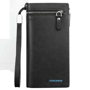 

2019 HopSooKen HengSheng Men Business Wallet Long Stone Lines Zipper Long Cell Photo Cards Cash Organizer Wallet FA$B Women bag
