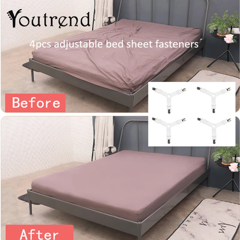 

4Pcs Elastic Bed Sheet Grippers Clip Mattress Cover Blankets Holder Fasteners Slip-Resistant Belt Clips Home Textiles Gadgets