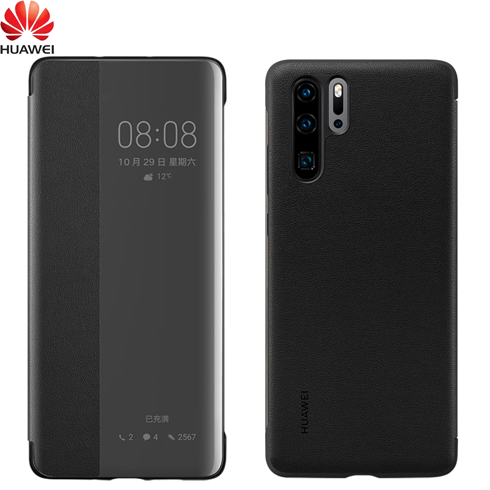 Huawei P30 Pro Flip Case Cover Original Official Huawei P30 Case Smart Touch Clear View Leather Phone Case P30Pro Funda Capa Bag