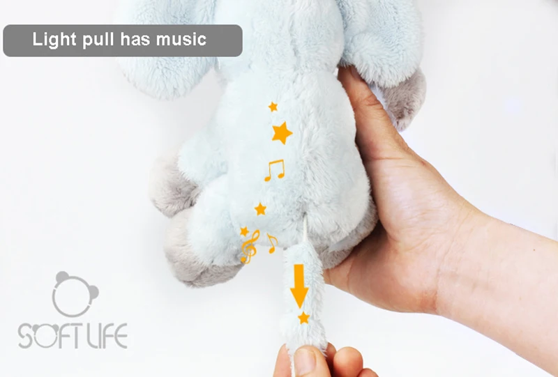 Baby Music Elephant Plush Soft Toy Blue Appease Elephant Animal Stuffed Rattles Doll Sleep Comfort Doll For Calm Educational Toy (1)