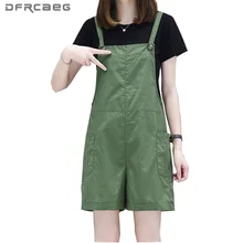 

XL-4XL Plus Size Jumpsuit Short For Women Overalls 2018 Summer Fashion Streetwear Suspender Rompers Womens Casual Short Playsuit