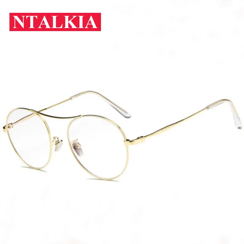 Real Monturas De Gafas Korean Double Beam Metalframes Male Female clear lens Retro Fake no degree Eyewear Metal round glasses Real Monturas De Gafas Korean Double Beam Metalframes Male Female clear lens Retro Fake no degree Eyewear Metal round glasses