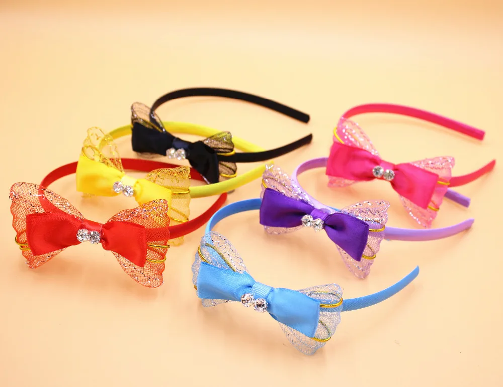 Girls Fashion Glisten Grosgrain Ribbon Bows Baby Toddler Hairbands Kids Headbands Children Hair Hoop Tiara Accessories | Аксессуары для
