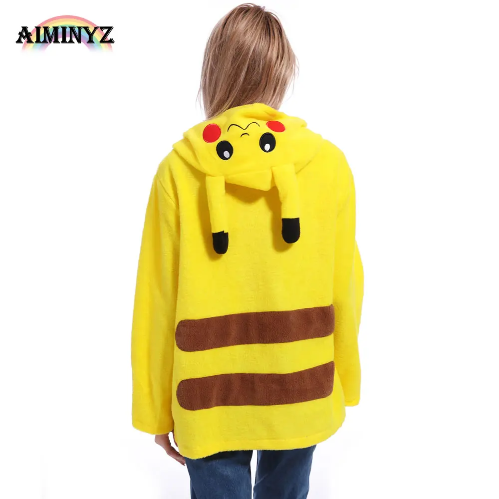 AIMINYZ Hotest Animal Pikachu фланелевая теплая одежда Унисекс Взрослые повседневные толстовки с героями мультфильмов куртка толстовка Косплей для женщин и мужчин