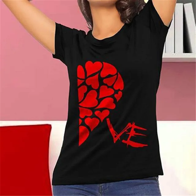 2019 New Summer Funny Couple T Shirts Half Red Heart Love Printing Cotton O-neck Tees Cool Short Sleeve Couple Clothes