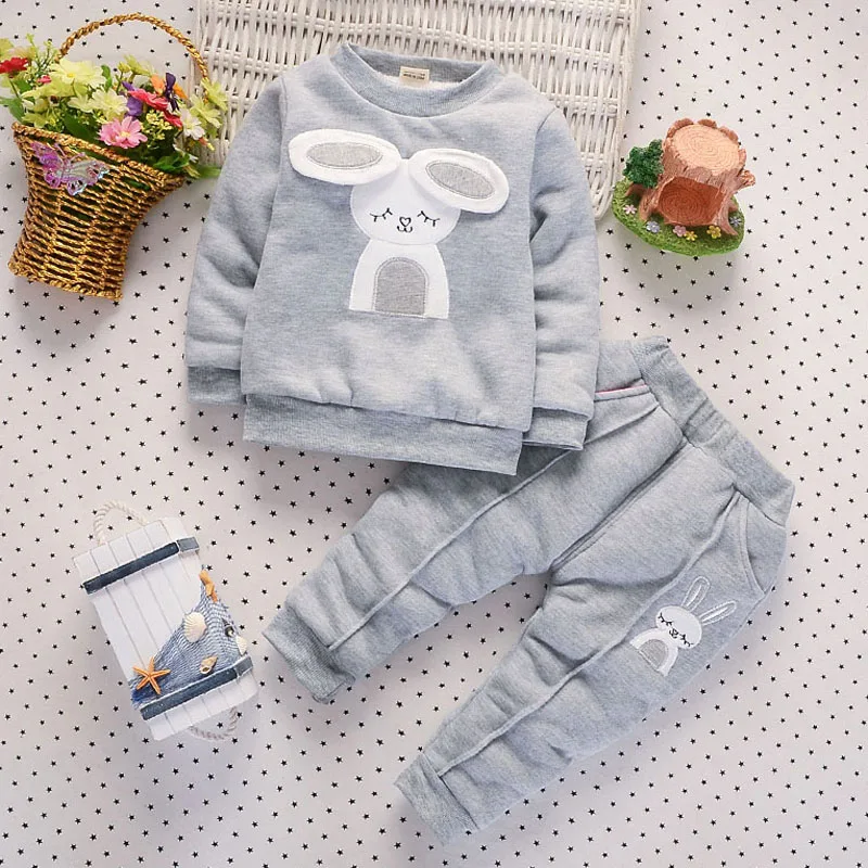 BibiCola/комплект одежды для новорожденных девочек; коллекция года; сезон осень-зима; теплая толстовка для малышей; комплект одежды с рисунком кролика; Bebe; теплая одежда для малышей
