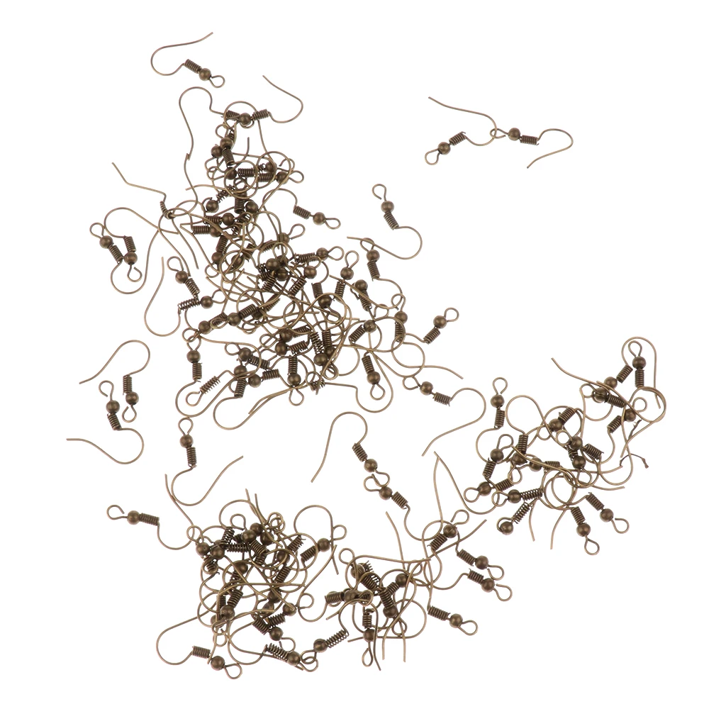 100 Pieces Fashion Designs Coil Ball Fish Hook Earring Wires / Earrings / Hooks /Jewelry Finding Making Crafts