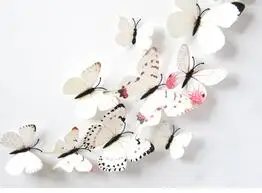 colorful white 12 шт. ПВХ 3d бабочка домашний декор маленькая Европа милые цветные настенные наклейки красные Переводные картинки с бабочками украшения - Цвет: colorful white