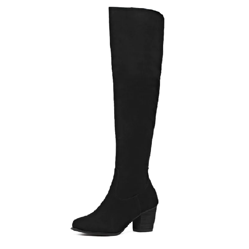 

2018 autumn and winter new suede high heel high boots boots foreign trade fashion boots women's boots black ljj 0110