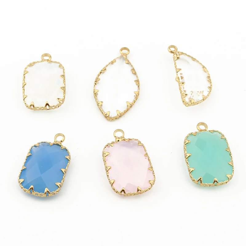 

1Pc Transparent Crystal Necklace Pendant Charms Clear Glass Earrings Base Findings DIY Handmade Small Earring Jewelry Accesories