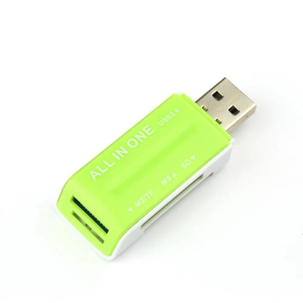 Новый в наличии 3 цвета USB 2,0 памяти Multi Flash Card Reader Адаптер для TF M2 MS