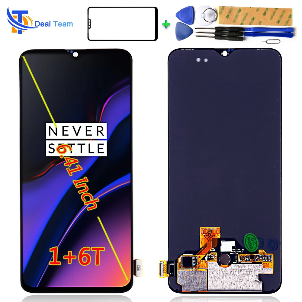 

Deal Team 100% Tested AMOLED For Oneplus 6T LCD Display Touch Screen Digitizer Assembly 2340*1080 Free tempered glass and tools