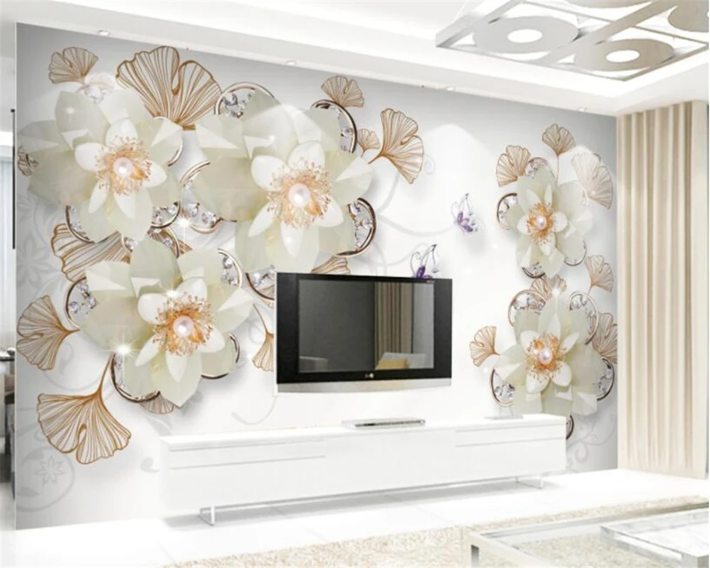 Beibehang Custom wallpaper Modern golden Phnom Penh jewelry flowers 3d