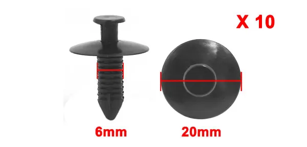 X Autohaux 10 шт. подходит отверстие 6 мм | 9 мм | 10 мм Универсальный Автомобильный бампер крыло 6 мм отверстие пластиковые заклепки Push булавки зажимы головки | 11 мм |