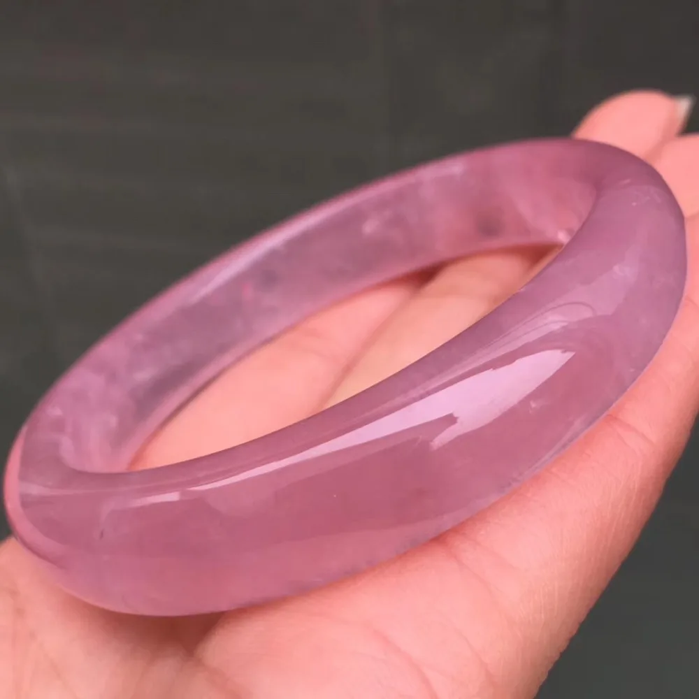 

56mm Genuine Natural Mozambique Rose Quartz Bangle Clear Stone For Women Lady 12x8mm Love Stone Bangles AAAAA Drop Shipping