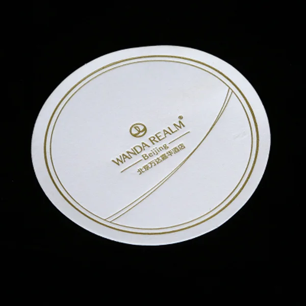 Hotel disposable round absorbent paper coasters 8.5cm white embossed