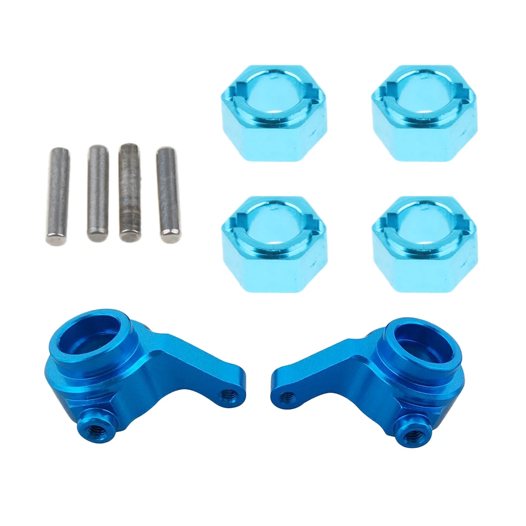 2Pcs Metal Blue Steering Cup Arm & Wheel Hub Hex Drive Adapter for 1/18 WLtoys A949 A959 A969 A979 K929