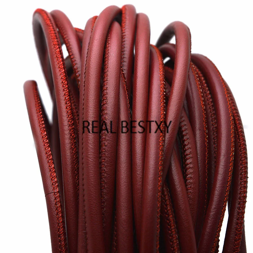 

REAL BESTXY 1m/lot 5mm red Faux round Leather Cord Lace String stitched leather cords for bracelets necklace DIY straps string