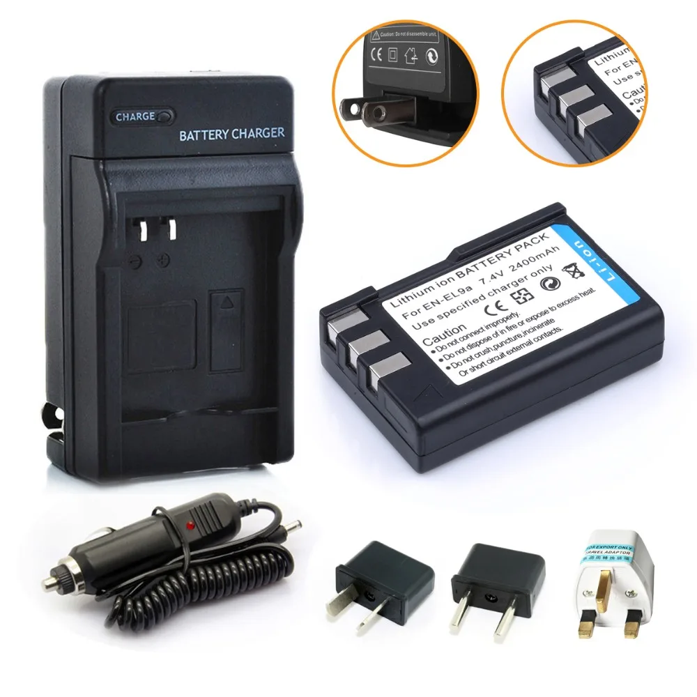 HIBTY 2400mAh EN EL9 EN EL9 ENEL9 Rechargeable Camera Battery For + Car