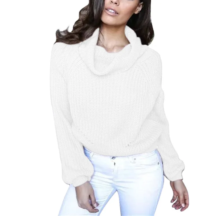 LOGAMI Turtleneck Women Sweaters Pullovers Autumn Winter Loose Knitting Sexy Short Pullover Jumper New Arrival Sweaters