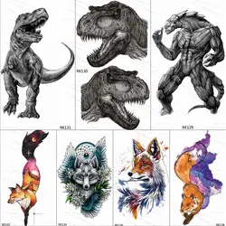 OMMGO динозавр Монстр свирепый Временные татуировки стикер ревущий тираннозавр на заказ татуировки боди-арт рука запястье фальшивые